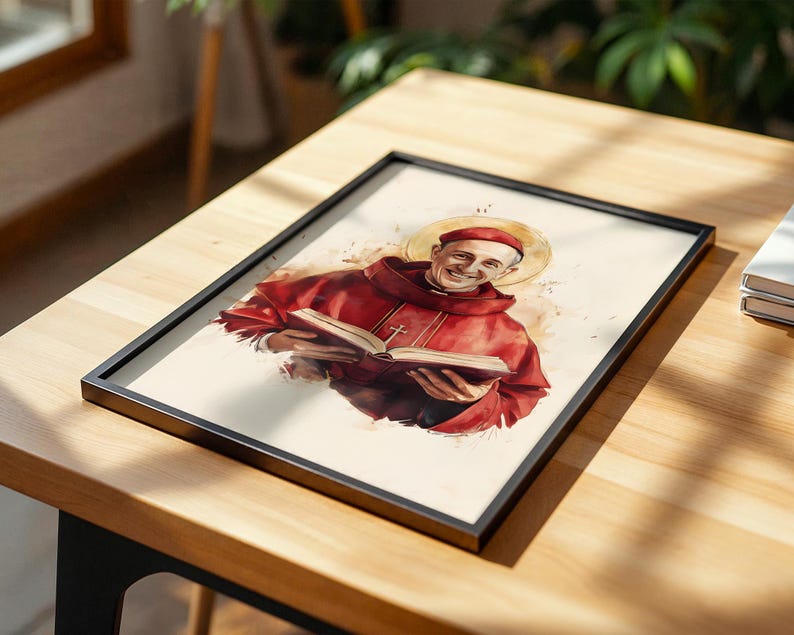 Saint Bonaventure Printable Art | Modern Watercolor Catholic Wall Decor image 5