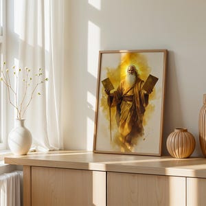 Moses-Kunstdrucke | Moderne katholische Wanddekoration im Aquarellstil Bild 4