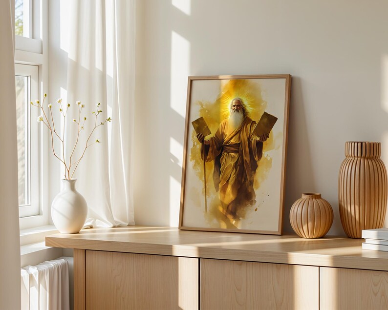 Moses-Kunstdrucke | Moderne katholische Wanddekoration im Aquarellstil Bild 4