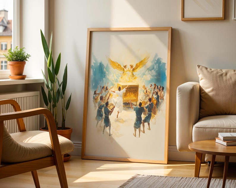 David dansar framför arken inramad poster | Modern akvarell kristen väggkonst bild 10