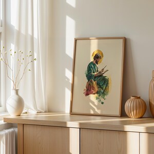 Utskrivbar konst av aposteln Matteus | Akvarell katolsk väggdekoration bild 2