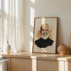 Utskrivbar konst av Sankt Johannes Vianney | Modern akvarell katolsk väggdekoration bild 2