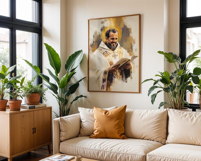 Saint John Chrysostom Framed Poster | Minimalist Catholic Wall Art image 11