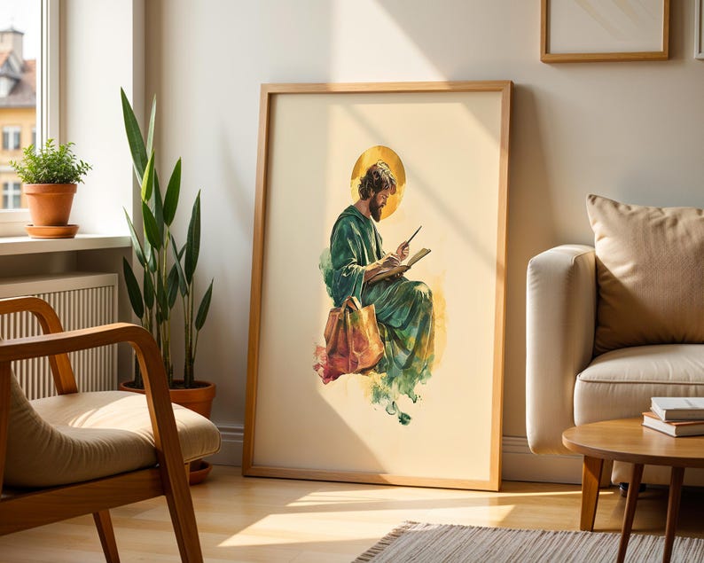 Utskrivbar konst av aposteln Matteus | Akvarell katolsk väggdekoration bild 5