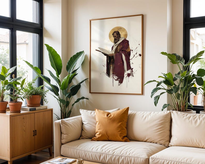 Afdrukbare kunst Saint Paul de Apostel | Modern aquarel katholiek muurdecor afbeelding 6
