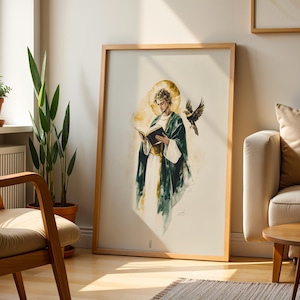 Arte imprimible de San Juan Apóstol / Decoración católica de pared en acuarela imagen 5
