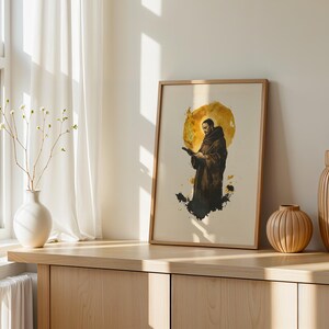 Stampa artistica di San Giovanni della Croce / Decorazione murale cattolica moderna ad acquerello immagine 4