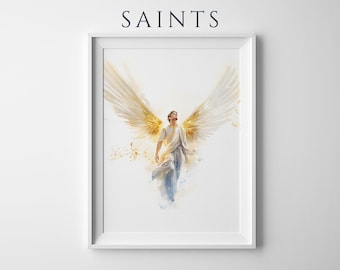 Saint Gabriel the Archangel Printable Art | Watercolor Catholic Wall Decor