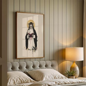 Saint Catherine of Siena Printable Art | Modern Watercolor Catholic Wall Decor image 3
