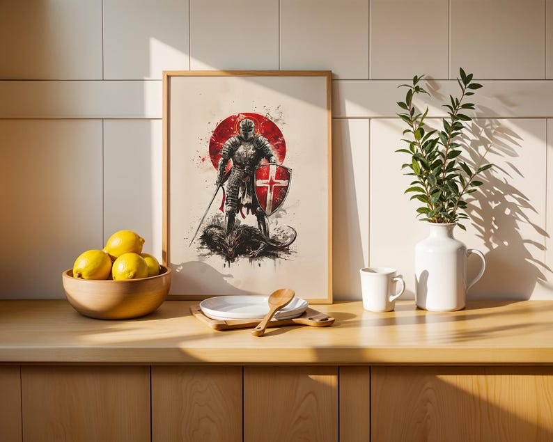 Saint George Framed Poster | Modern Watercolor Catholic Wall Art | Ready to Hang image 11