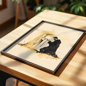 Notre-Dame remet le chapelet à saint Dominique - Illustration à imprimer | Décoration murale minimaliste catholique à l'aquarelle image 5