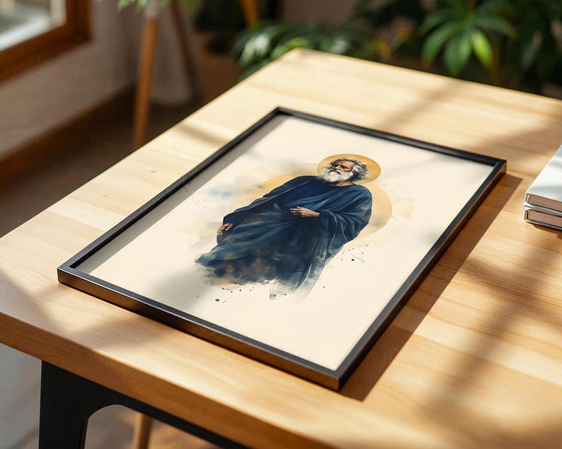 Inramad poster med aposteln Sankt Andreas | Minimalistisk katolsk väggkonst bild 12