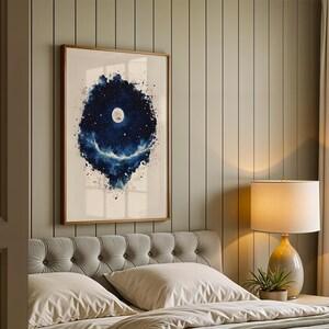 The Creation of the Stars and Moon Printable Art | Modern Watercolor Christian Wall Decor image 3