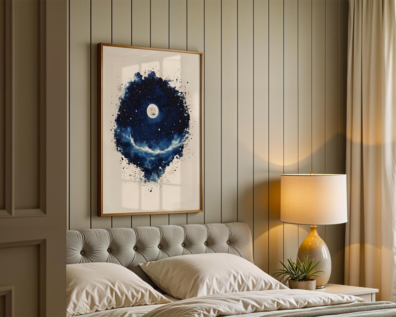 The Creation of the Stars and Moon Printable Art | Modern Watercolor Christian Wall Decor image 3