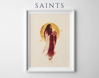 Saint Mary Magdalene Framed Poster | Modern Watercolor Catholic Wall Art | Minimalist Religious Home Decor