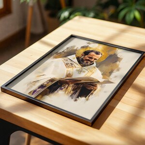 Saint John Chrysostom Framed Poster | Minimalist Catholic Wall Art image 10