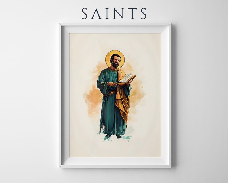 encadrée de Saint Simon le Zélote | Art mural minimaliste catholique moderne image 1