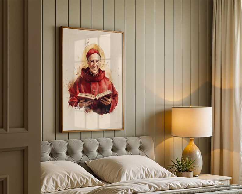 Saint Bonaventure Printable Art | Modern Watercolor Catholic Wall Decor image 3
