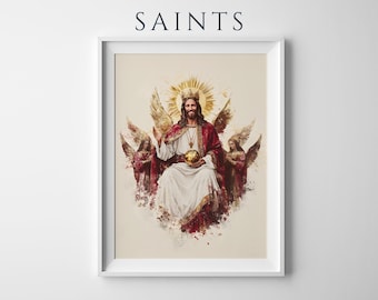 Jesus Christ the King Printable Art | Modern Watercolor Catholic Wall Decor