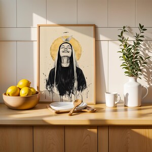 Kunstdrucke zur Heiligen Scholastika | Moderne katholische Wanddekoration im Aquarellstil Bild 7