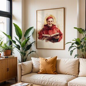 Saint Bonaventure Framed Poster | Modern Watercolor Catholic Wall Art image 11