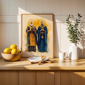 Saint Cyril and Methodius Printable Art | Modern Watercolor Catholic Wall Decor image 7