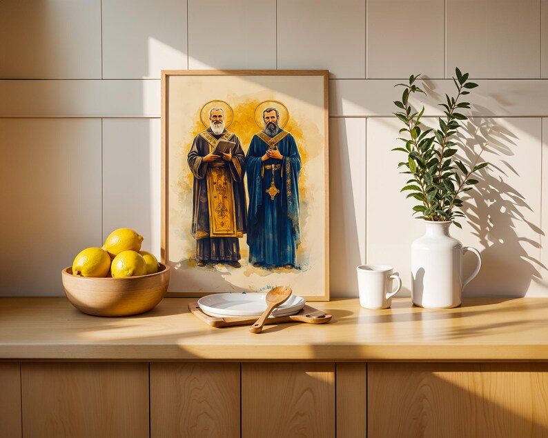 Saint Cyril and Methodius Printable Art | Modern Watercolor Catholic Wall Decor image 7
