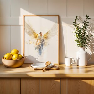 Saint Gabriel the Archangel Framed Poster | Catholic Watercolor Wall Art image 11