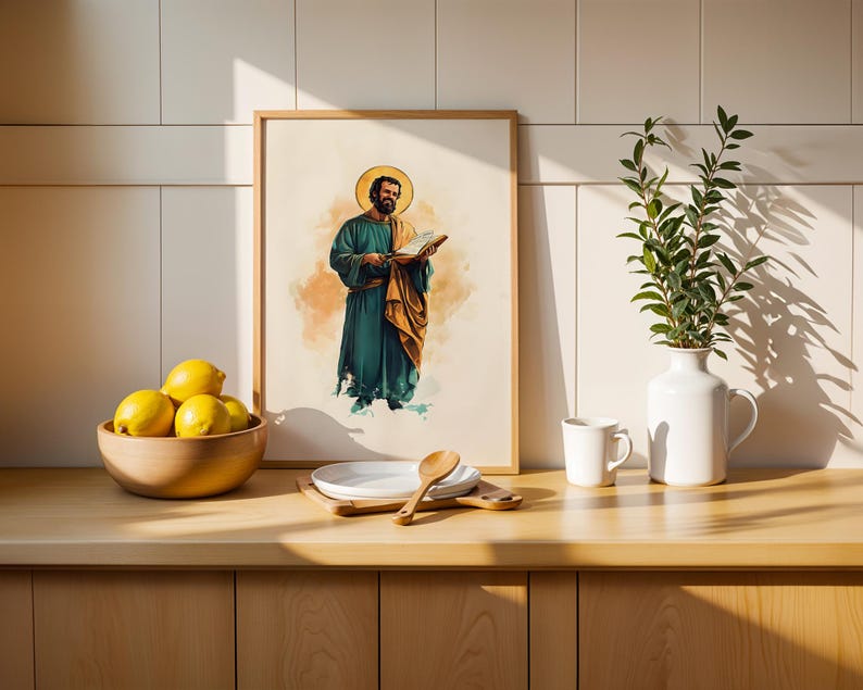 encadrée de Saint Simon le Zélote | Art mural minimaliste catholique moderne image 10