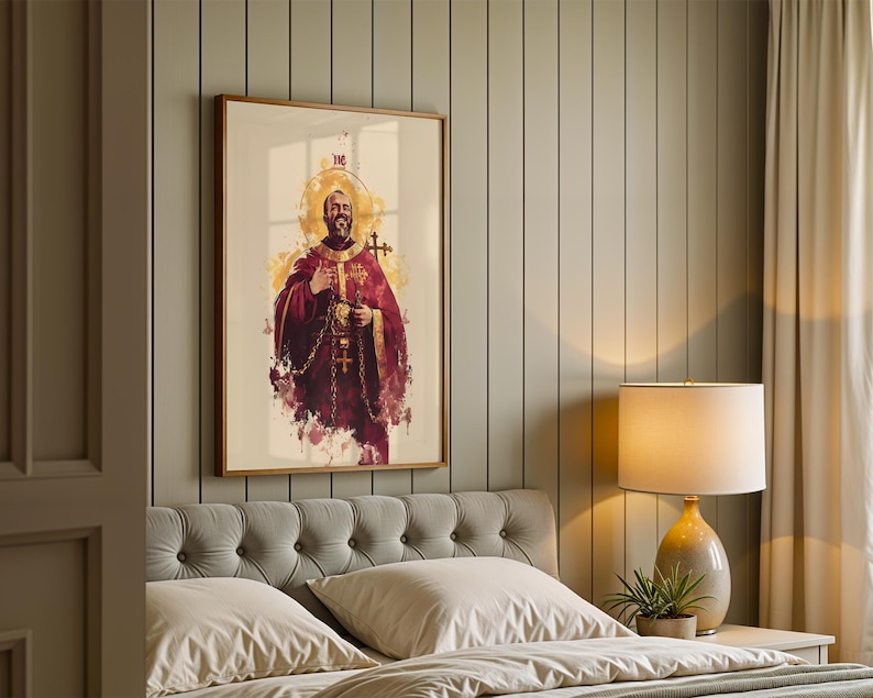 Arte imprimible de San Ignacio de Antioquía / Decoración católica de pared en acuarela imagen 3
