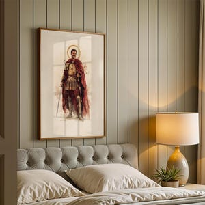 Póster enmarcado de San Martín de Tours / Arte mural católico minimalista imagen 3