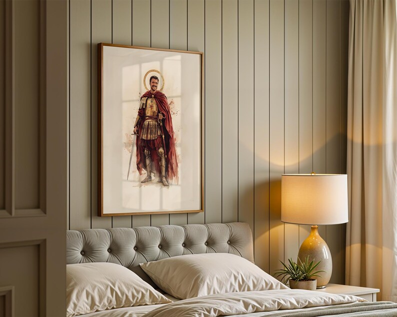 Póster enmarcado de San Martín de Tours / Arte mural católico minimalista imagen 3