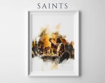 The Last Supper Framed Poster — Catholic Wall Art in Wooden Frame