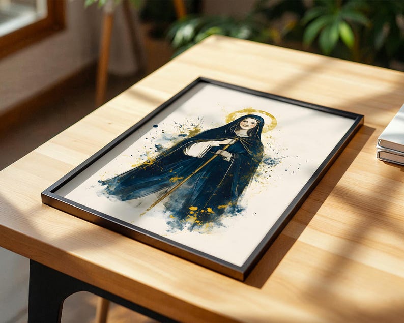 Saint Bridget of Sweden Printable Art | Watercolor Catholic Wall Decor image 5