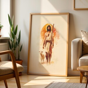 Saint John the Baptist Printable Art | Watercolor Catholic Wall Decor image 4