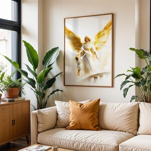 Guardian Angel Printable Art | Modern Watercolor Catholic Wall Decor image 6