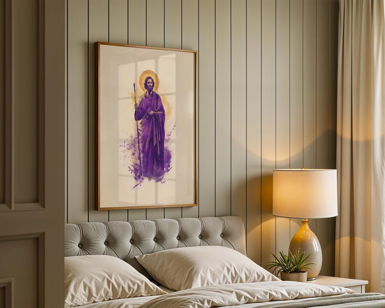 Saint Jude Thaddaeus Printable Art | Modern Watercolor Catholic Wall Decor image 6
