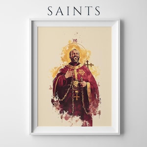 Arte imprimible de San Ignacio de Antioquía / Decoración católica de pared en acuarela imagen 1