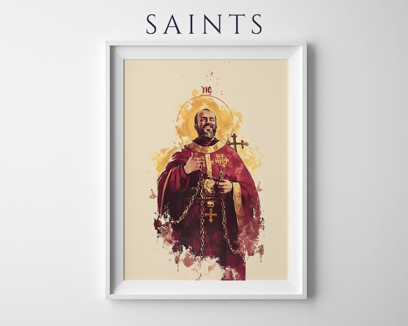 Arte imprimible de San Ignacio de Antioquía / Decoración católica de pared en acuarela imagen 1