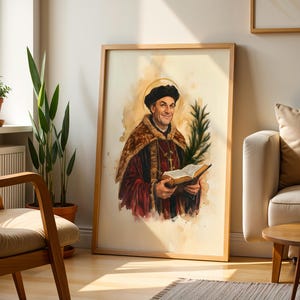 Saint Thomas More Framed Poster | Modern Watercolor Catholic Wall Art image 10