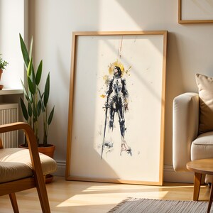 Utskrivbar konst av den heliga Jeanne d'Arc | Akvarell katolsk väggdekoration bild 5