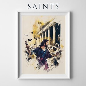 Póster enmarcado de la purificación del templo / Arte mural católico moderno imagen 1