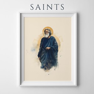 Utskrivbar konst av aposteln Sankt Bartolomeus | Akvarell katolsk väggdekoration bild 1
