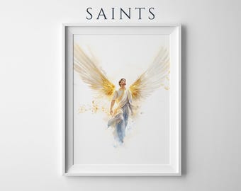 Saint Gabriel the Archangel Framed Poster | Catholic Watercolor Wall Art