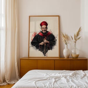 Saint Charles Borromeo Printable Art | Modern Watercolor Catholic Wall Decor image 8