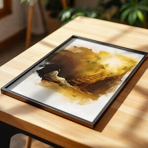 Inramad poster med Jakobs stege | Modern kristen väggkonst | Minimalistisk religiös heminredning bild 14