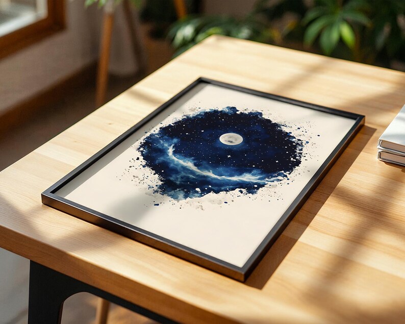 Gerahmtes Poster „Die Erschaffung der Sterne und des Mondes“ | Moderne christliche Wandkunst Bild 6
