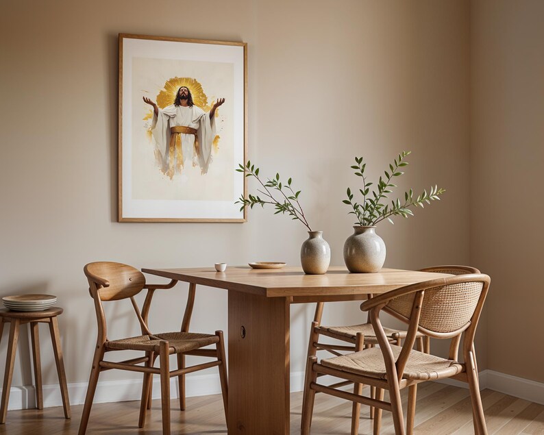 Art imprimable de Jésus-Christ, le grand prêtre | Décoration murale catholique moderne à l'aquarelle image 8
