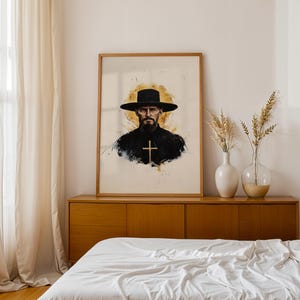Sankt Damien av Molokai utskrivbar konst | Modern akvarell katolsk väggdekoration bild 9