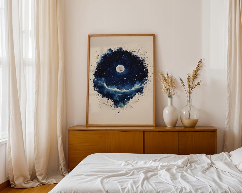 Gerahmtes Poster „Die Erschaffung der Sterne und des Mondes“ | Moderne christliche Wandkunst Bild 13
